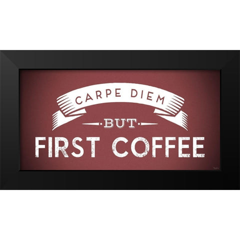 Coffee Red Black Modern Wood Framed Art Print by Louise, Gigi