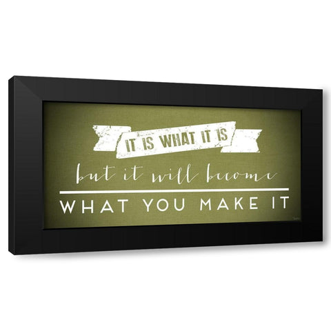 Make It Green Black Modern Wood Framed Art Print by Louise, Gigi