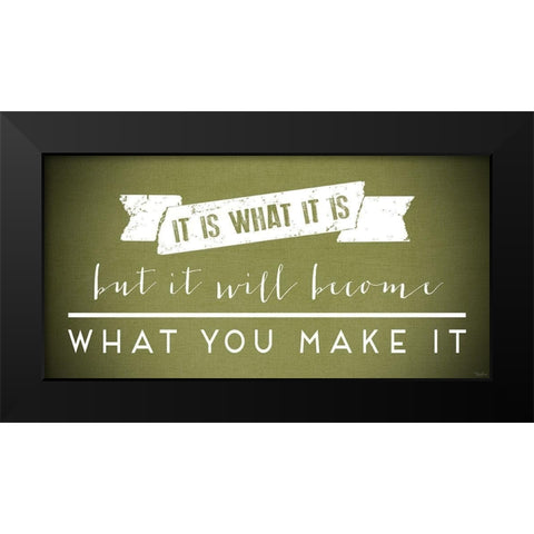 Make It Green Black Modern Wood Framed Art Print by Louise, Gigi