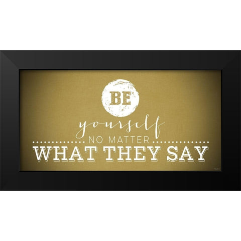 Yourself Yellow Black Modern Wood Framed Art Print by Louise, Gigi