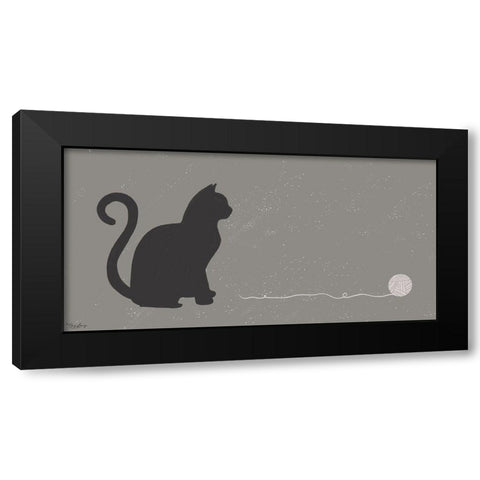 Cat Yarn Black Modern Wood Framed Art Print by Louise, Gigi