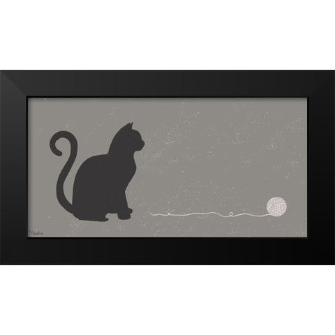 Cat Yarn Black Modern Wood Framed Art Print by Louise, Gigi