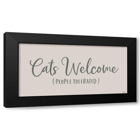 Cats Welcome Black Modern Wood Framed Art Print by Louise, Gigi