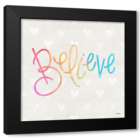 Believe Black Modern Wood Framed Art Print by Louise, Gigi
