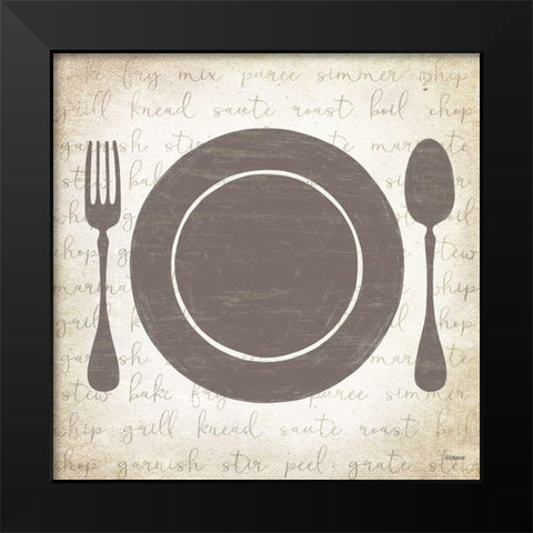 Plate Utensils Black Modern Wood Framed Art Print by Louise, Gigi