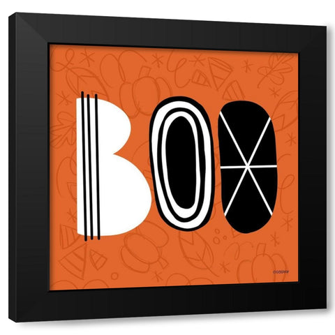 BOO Black Modern Wood Framed Art Print with Double Matting by Louise, Gigi