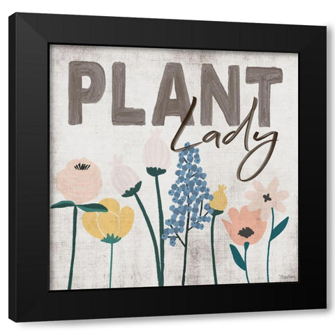 Plant Lady Black Modern Wood Framed Art Print by Louise, Gigi