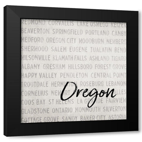 Oregon Cities Black Modern Wood Framed Art Print with Double Matting by Louise, Gigi