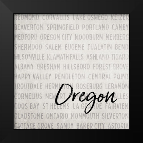 Oregon Cities Black Modern Wood Framed Art Print by Louise, Gigi