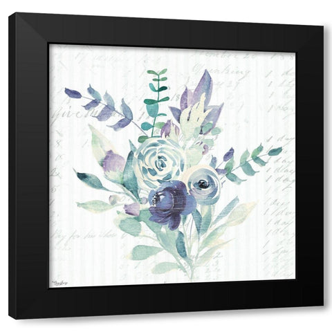 Wild Floral BLUE Black Modern Wood Framed Art Print by Louise, Gigi
