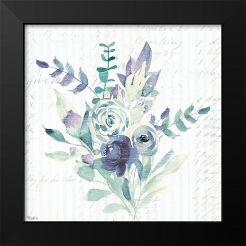 Wild Floral BLUE Black Modern Wood Framed Art Print by Louise, Gigi