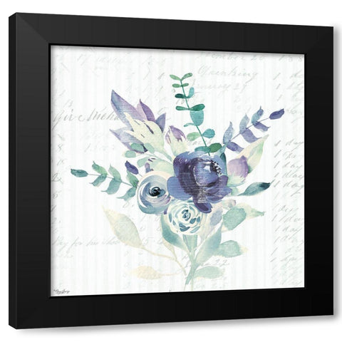 Wild Floral BLUE 2 Black Modern Wood Framed Art Print with Double Matting by Louise, Gigi
