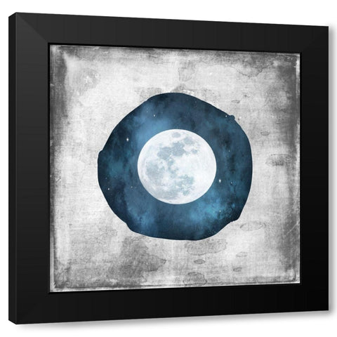 Blue Full Moon Black Modern Wood Framed Art Print by Louise, Gigi