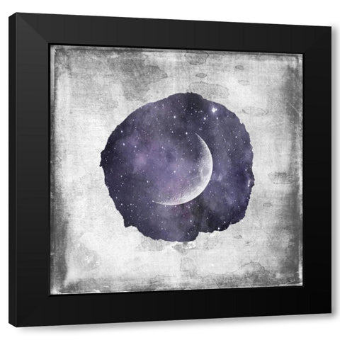 Purple Crescent Moon Black Modern Wood Framed Art Print with Double Matting by Louise, Gigi