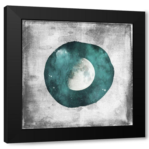 Teal Half Moon Black Modern Wood Framed Art Print with Double Matting by Louise, Gigi