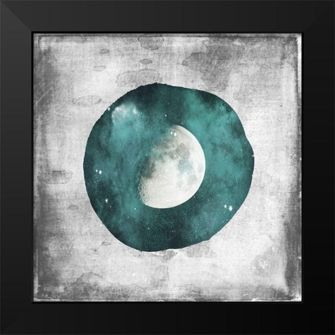 Teal Half Moon Black Modern Wood Framed Art Print by Louise, Gigi