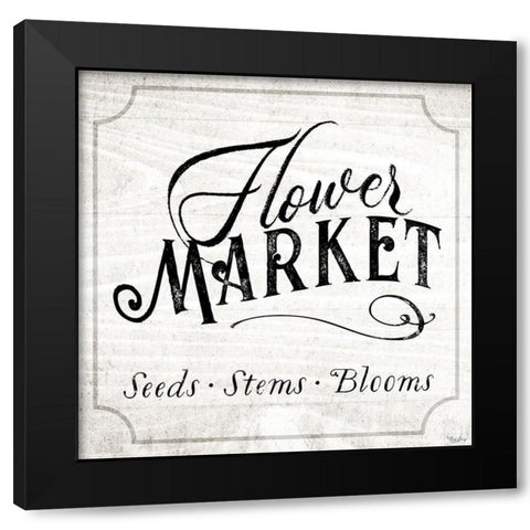 Flower Market Black Modern Wood Framed Art Print by Louise, Gigi