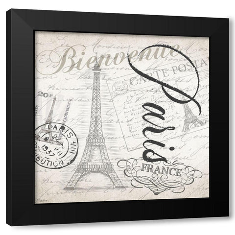 Paris Post Black Modern Wood Framed Art Print by Louise, Gigi