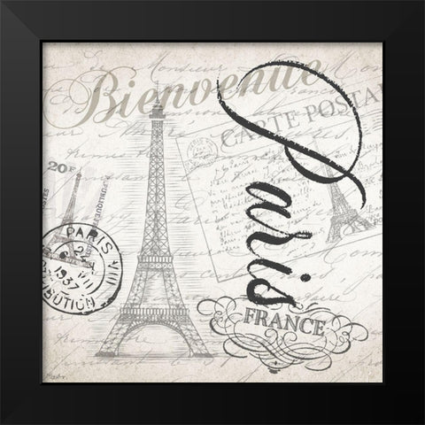 Paris Post Black Modern Wood Framed Art Print by Louise, Gigi