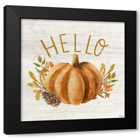 Hello Pumpkin Black Modern Wood Framed Art Print with Double Matting by Louise, Gigi