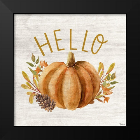Hello Pumpkin Black Modern Wood Framed Art Print by Louise, Gigi
