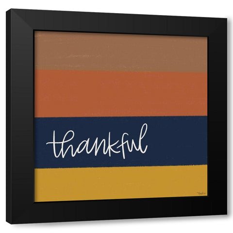 Thankful Stripes Black Modern Wood Framed Art Print with Double Matting by Louise, Gigi