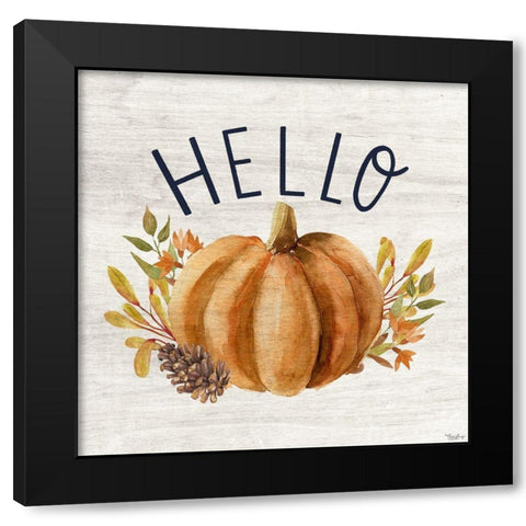 Hello Pumpkin Hello Black Modern Wood Framed Art Print by Louise, Gigi