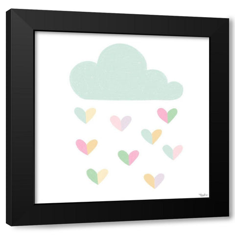 Cloud Hearts Black Modern Wood Framed Art Print by Louise, Gigi