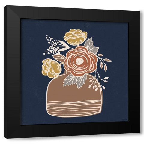 Fall Floral 2 Black Modern Wood Framed Art Print with Double Matting by Louise, Gigi