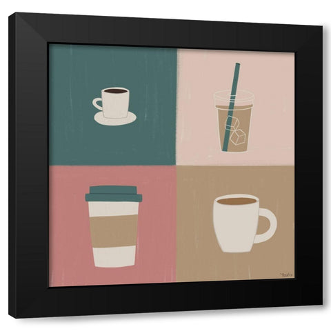 Coffee Types Black Modern Wood Framed Art Print with Double Matting by Louise, Gigi
