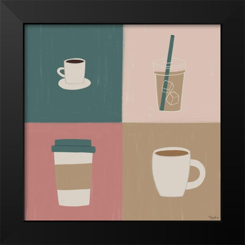 Coffee Types Black Modern Wood Framed Art Print by Louise, Gigi