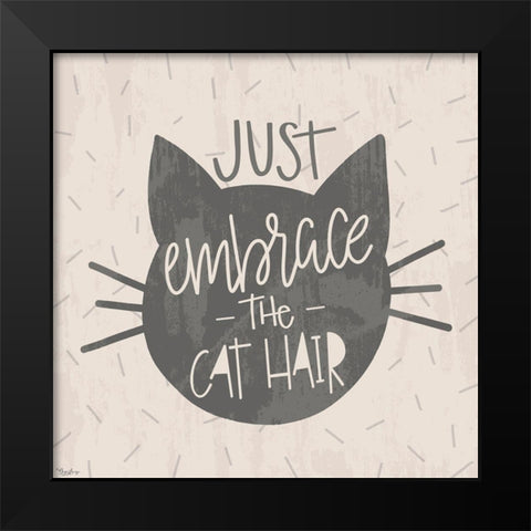 Embrace Cat Hair Black Modern Wood Framed Art Print by Louise, Gigi