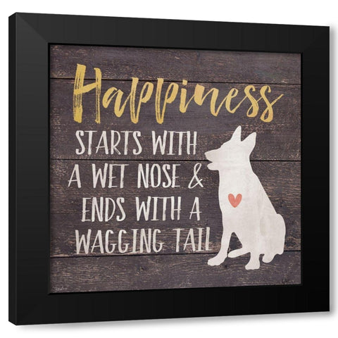 Happiness Dog Black Modern Wood Framed Art Print by Louise, Gigi