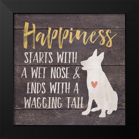 Happiness Dog Black Modern Wood Framed Art Print by Louise, Gigi
