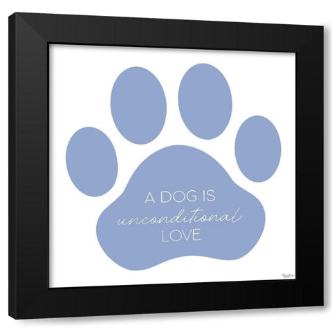 Blue Paw Print Black Modern Wood Framed Art Print with Double Matting by Louise, Gigi