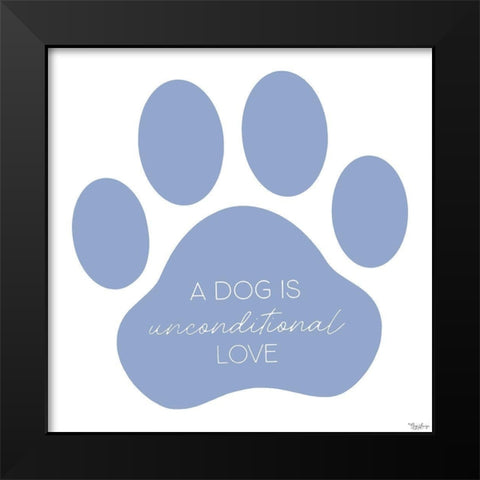 Blue Paw Print Black Modern Wood Framed Art Print by Louise, Gigi