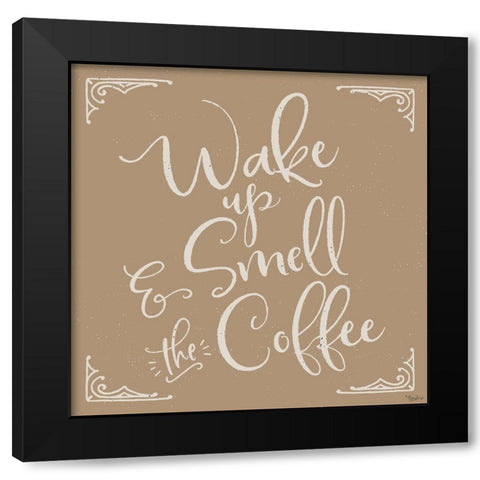 Smell The Coffee Black Modern Wood Framed Art Print by Louise, Gigi