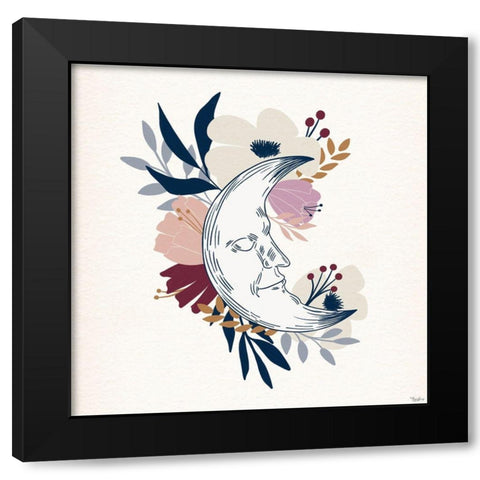 Moon Flower Black Modern Wood Framed Art Print by Louise, Gigi