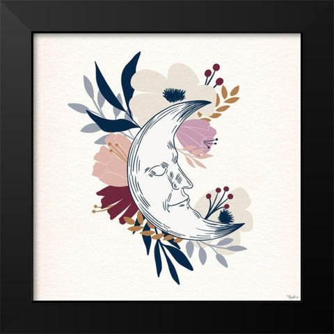 Moon Flower Black Modern Wood Framed Art Print by Louise, Gigi