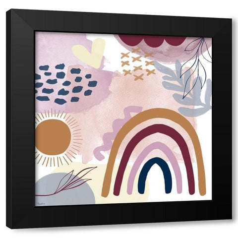 Rainbow Abstract Black Modern Wood Framed Art Print with Double Matting by Louise, Gigi