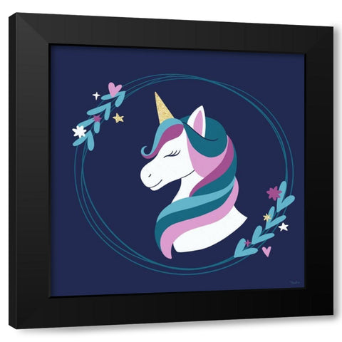 Unicorn Center Black Modern Wood Framed Art Print with Double Matting by Louise, Gigi