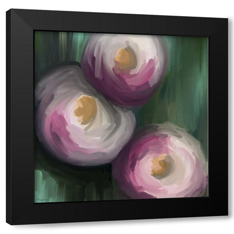 Abstract Pink Flowers Black Modern Wood Framed Art Print with Double Matting by Louise, Gigi