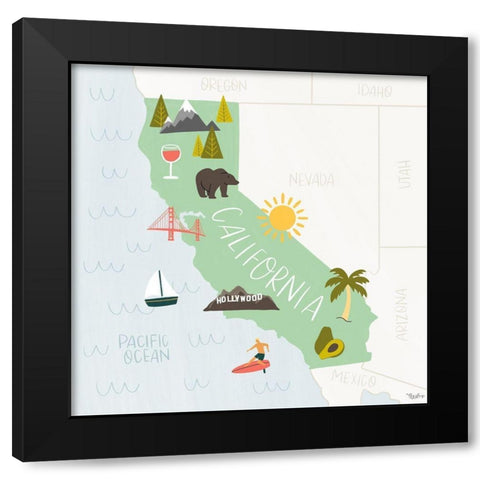 California Icons Black Modern Wood Framed Art Print by Louise, Gigi
