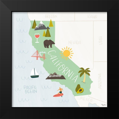 California Icons Black Modern Wood Framed Art Print by Louise, Gigi