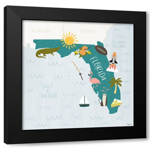 Florida Icons Black Modern Wood Framed Art Print with Double Matting by Louise, Gigi