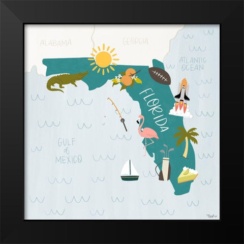 Florida Icons Black Modern Wood Framed Art Print by Louise, Gigi