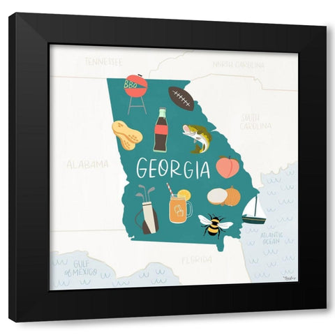 Georgia Icons Black Modern Wood Framed Art Print by Louise, Gigi