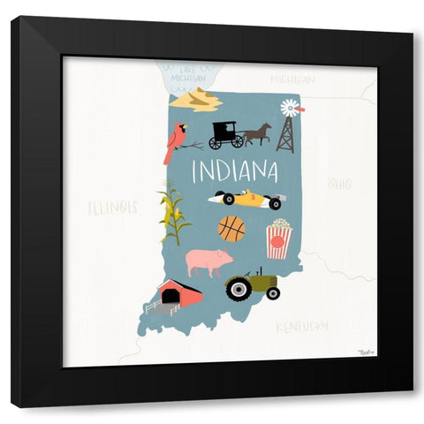 Indiana Icons Black Modern Wood Framed Art Print with Double Matting by Louise, Gigi