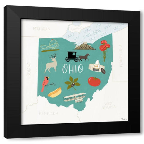 Ohio Icons Black Modern Wood Framed Art Print with Double Matting by Louise, Gigi