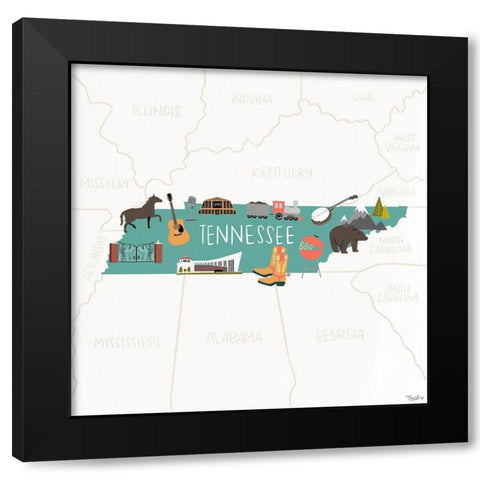 Tennessee Icons Black Modern Wood Framed Art Print with Double Matting by Louise, Gigi